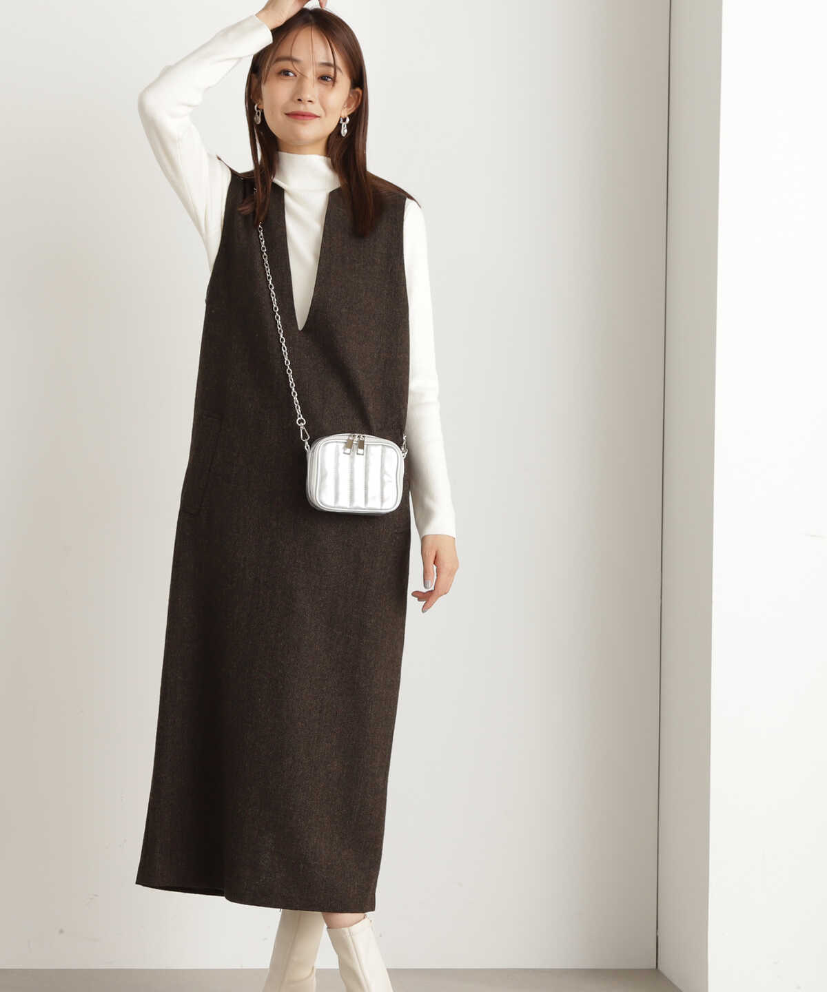 ツイードキーネックジャンパースカート《S Size Line》