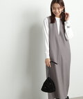 【松井愛莉さん着用】キーネックストレートジャンパースカート《S Size Line》
