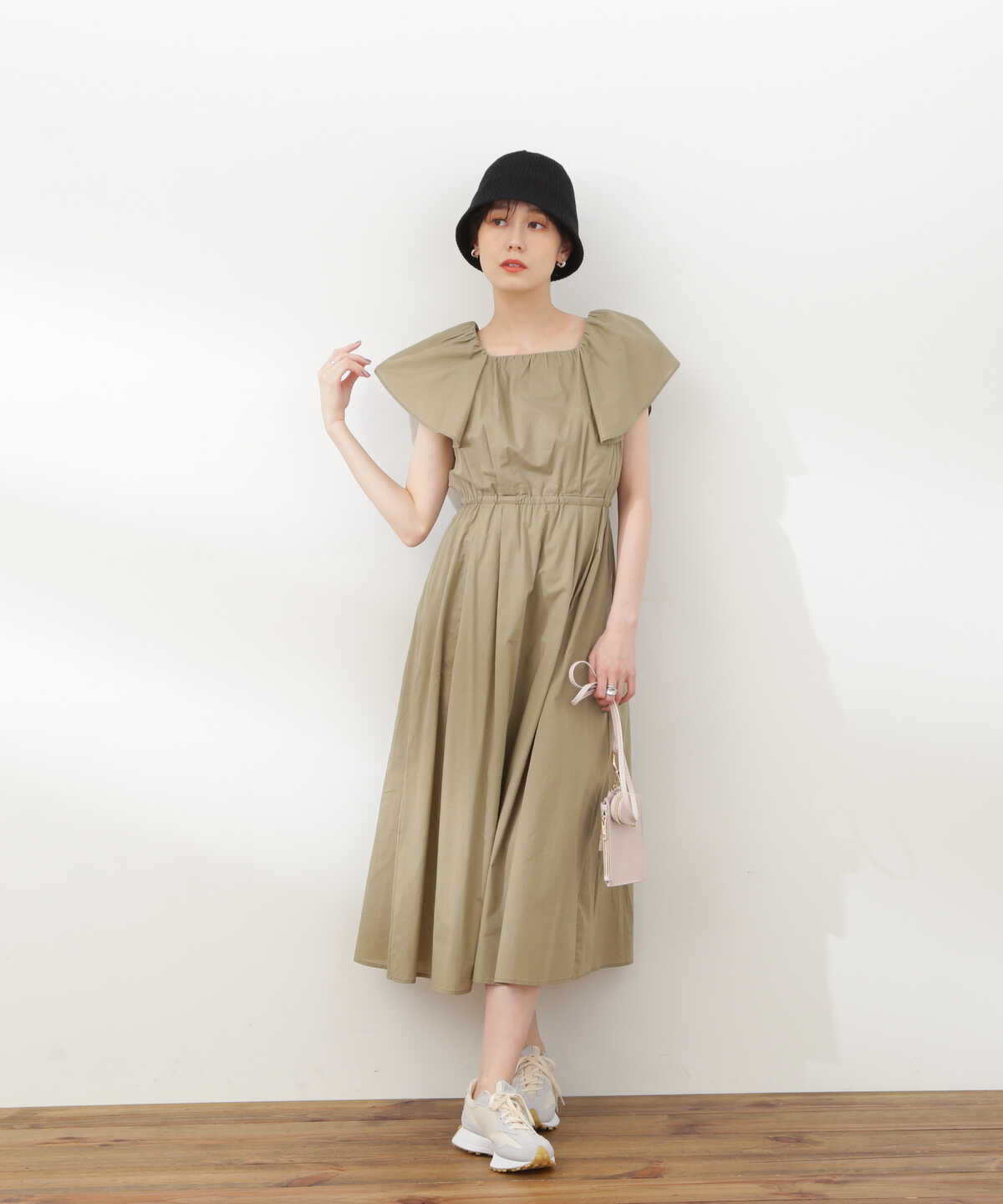 コットンボイルラッフルスクエアワンピース《S Size Line》