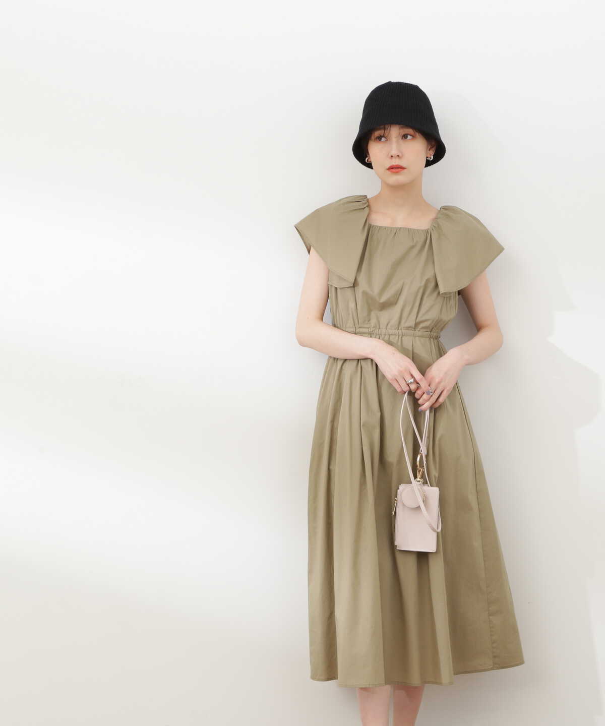 コットンボイルラッフルスクエアワンピース《S Size Line》
