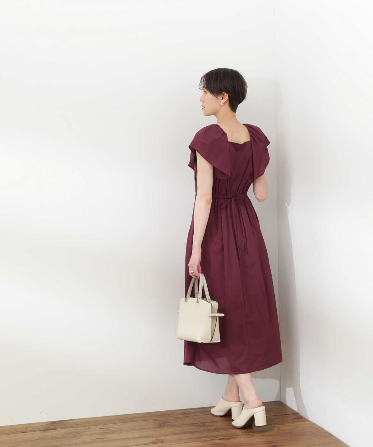 コットンボイルラッフルスクエアワンピース《S Size Line》