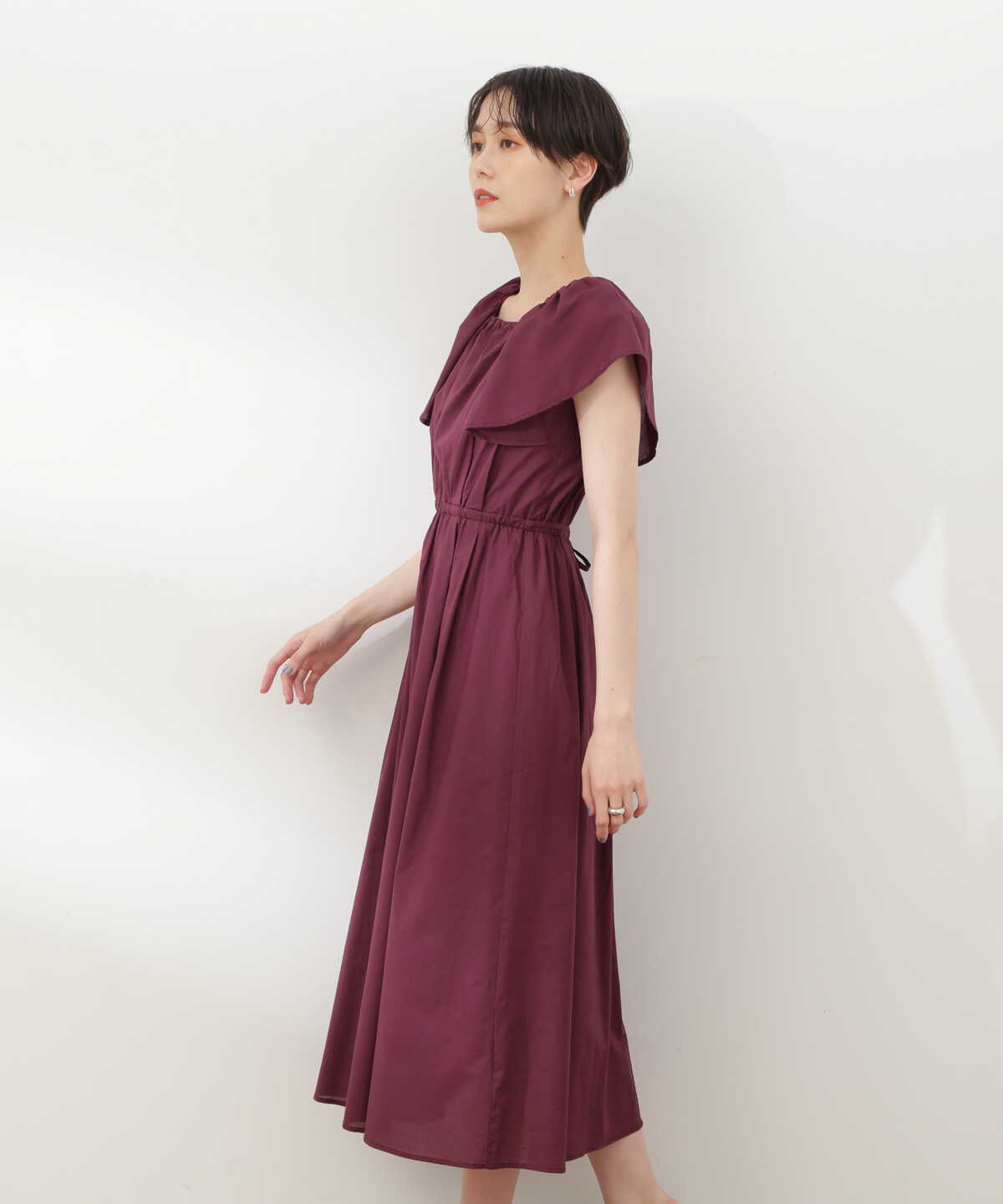 コットンボイルラッフルスクエアワンピース《S Size Line》