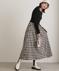 長袖リブニットドッキングワンピース《S Size Line》