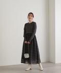 長袖リブニットドッキングワンピース《S Size Line》