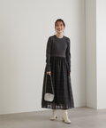 長袖リブニットドッキングワンピース《S Size Line》