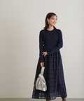 長袖リブニットドッキングワンピース《S Size Line》