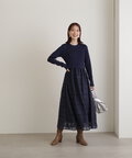 長袖リブニットドッキングワンピース《S Size Line》