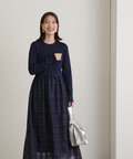 長袖リブニットドッキングワンピース《S Size Line》