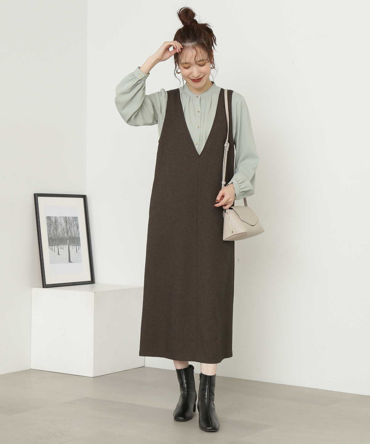 Vネックジャンパースカート《S Size Line》