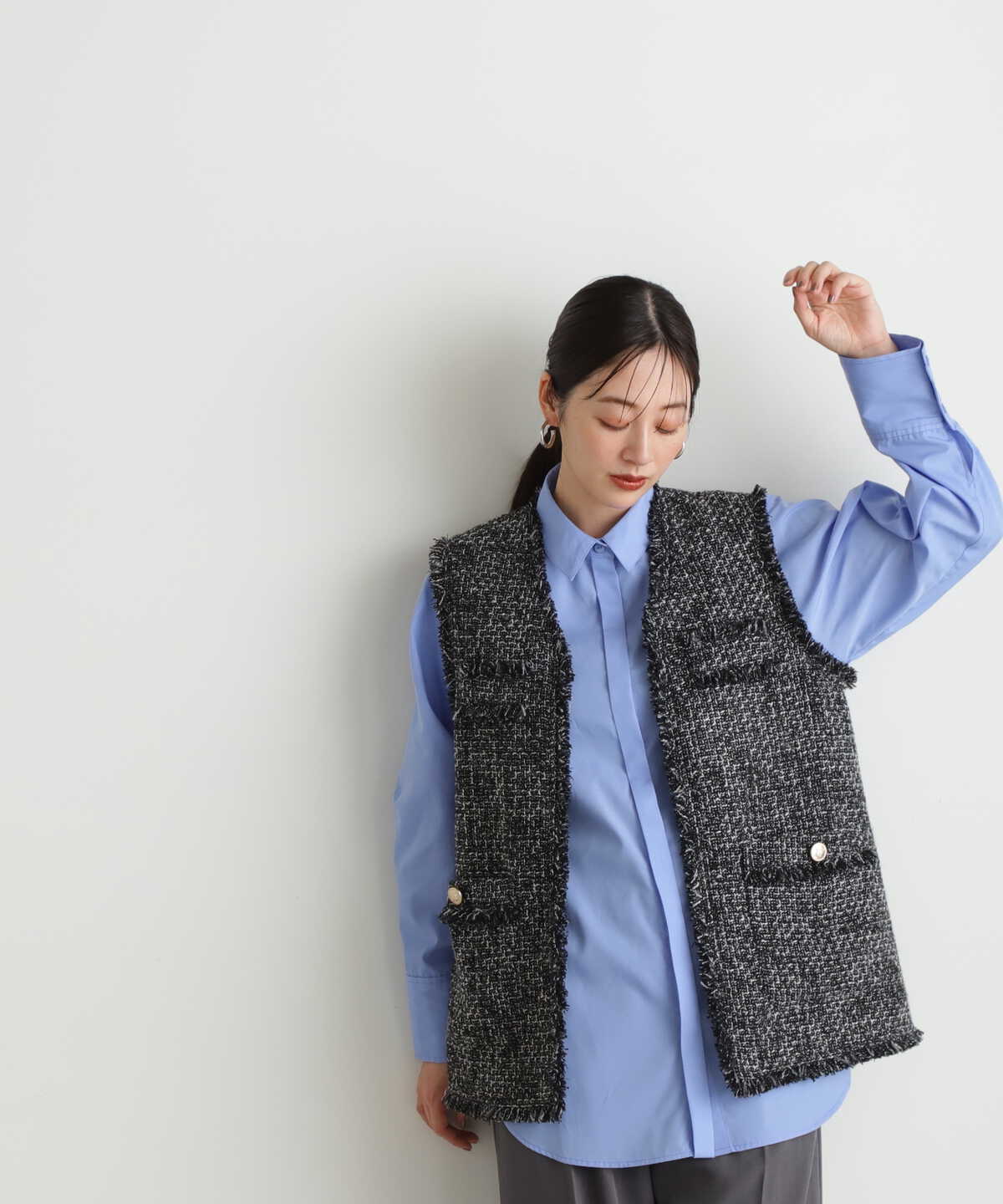 12,250円na.eナエ Novel TWEED Vest ツイード アイボリー