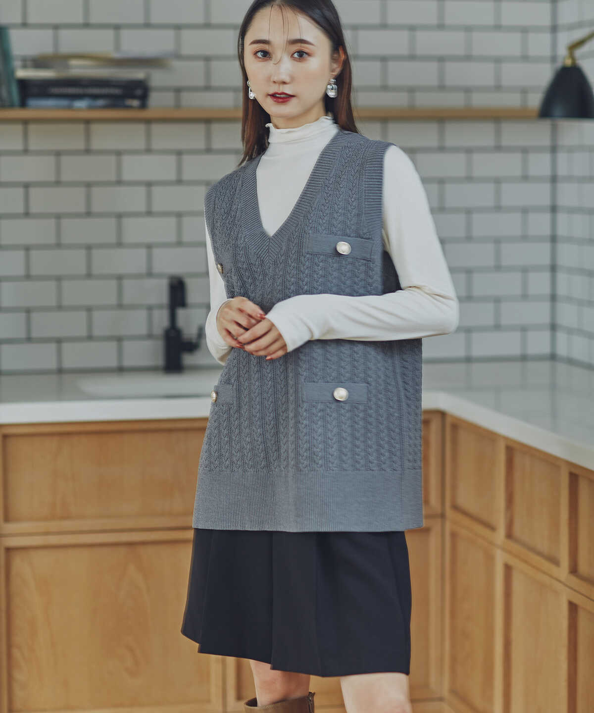 【松井愛莉さん着用】【川津明日香さん着用】ハイネックインナーカットソー
