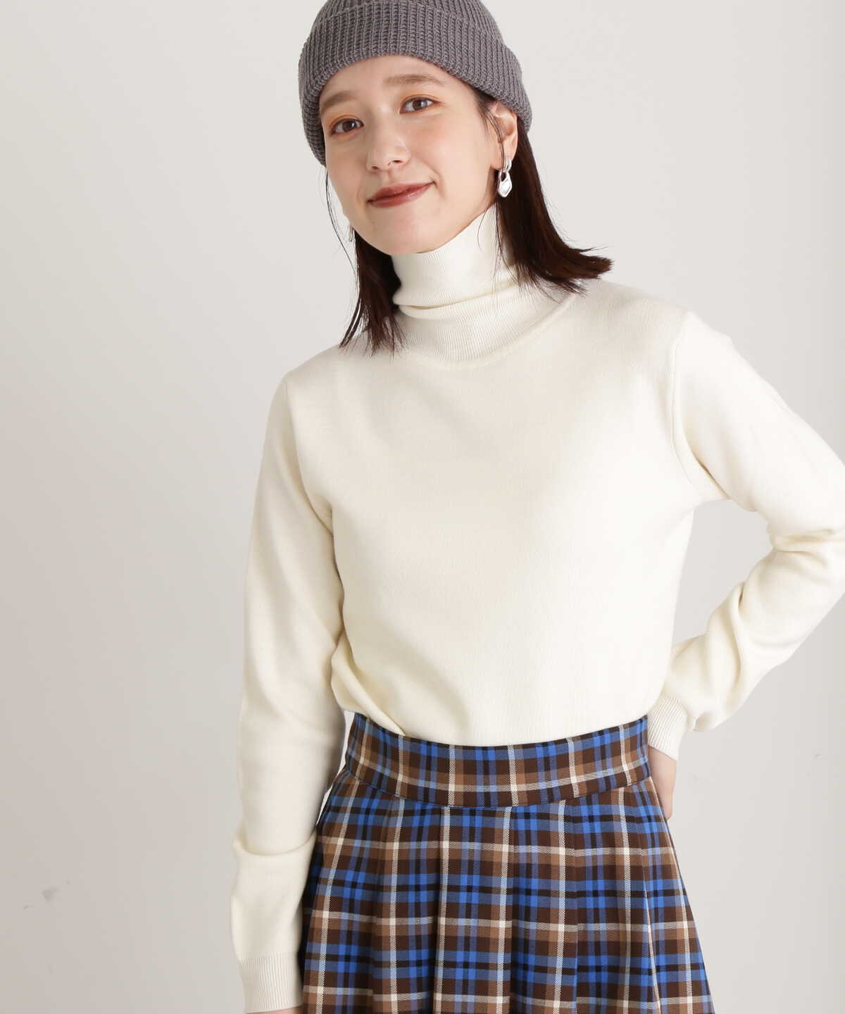 【松井愛莉さん着用】ウールベーシックスムースタートルネックニット