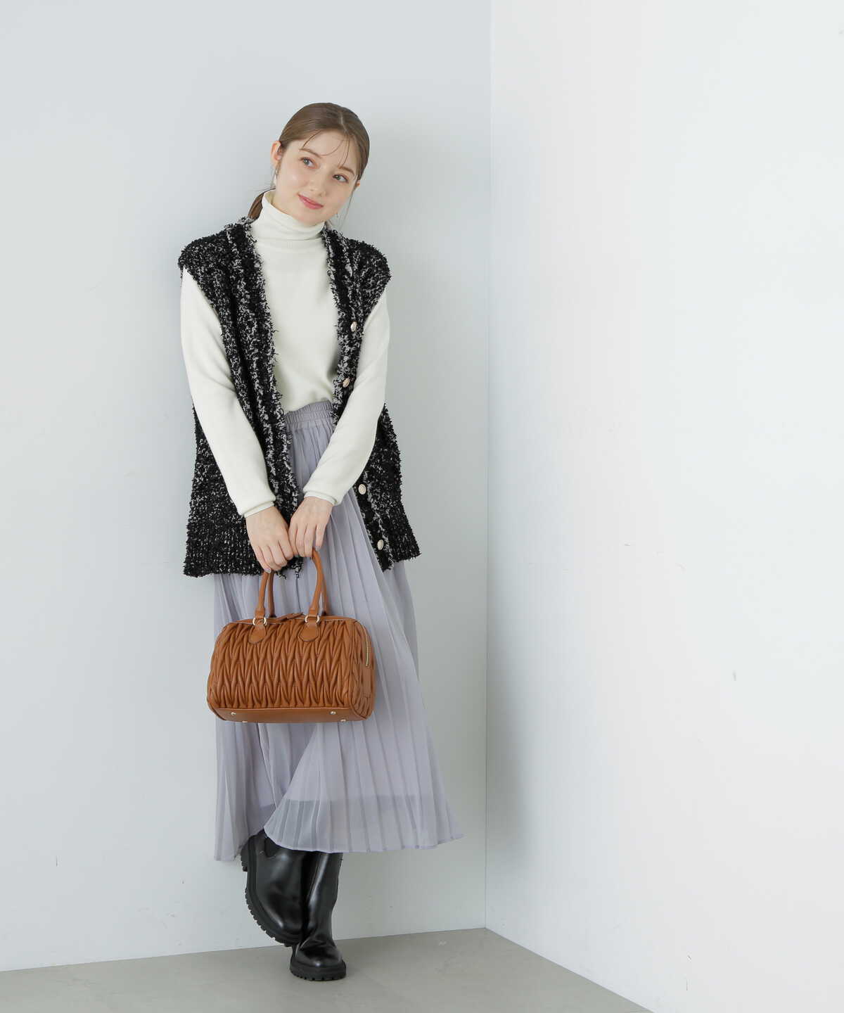 【松井愛莉さん着用】ウールベーシックスムースタートルネックニット