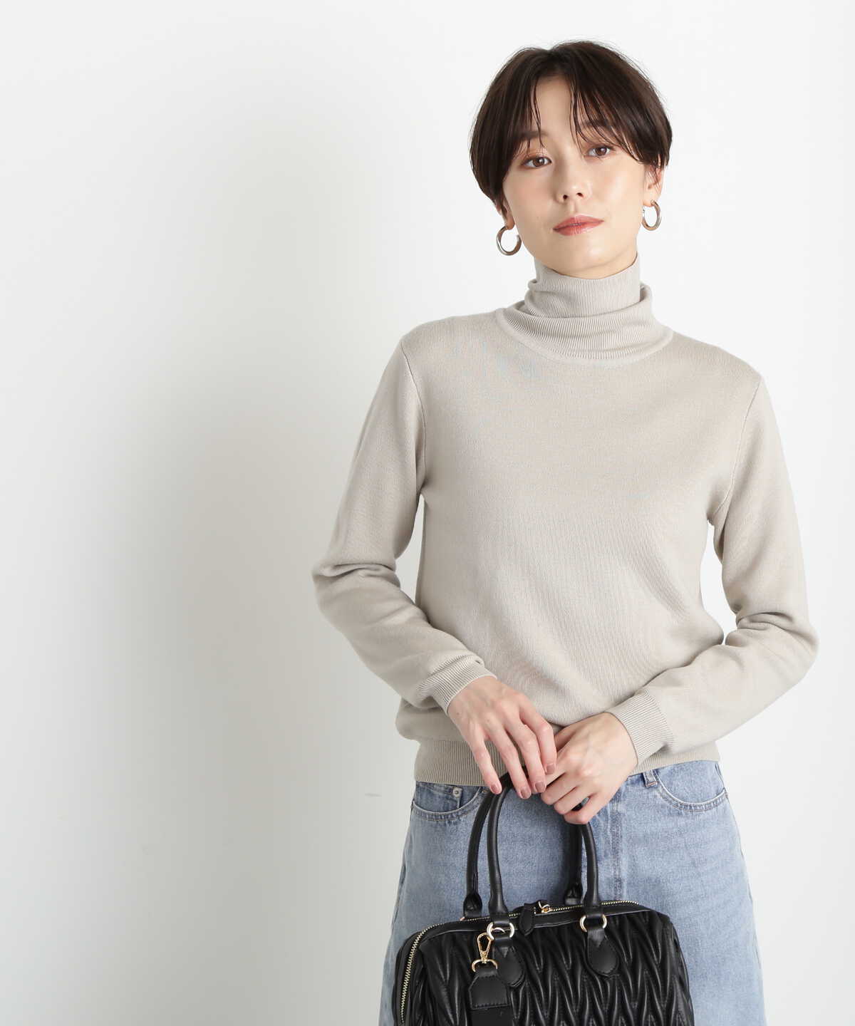 【松井愛莉さん着用】ウールベーシックスムースタートルネックニット