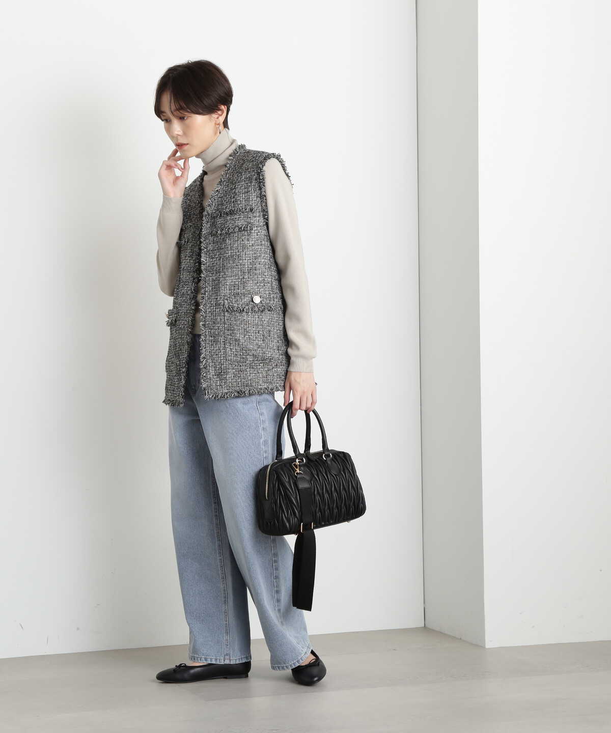 【松井愛莉さん着用】ウールベーシックスムースタートルネックニット