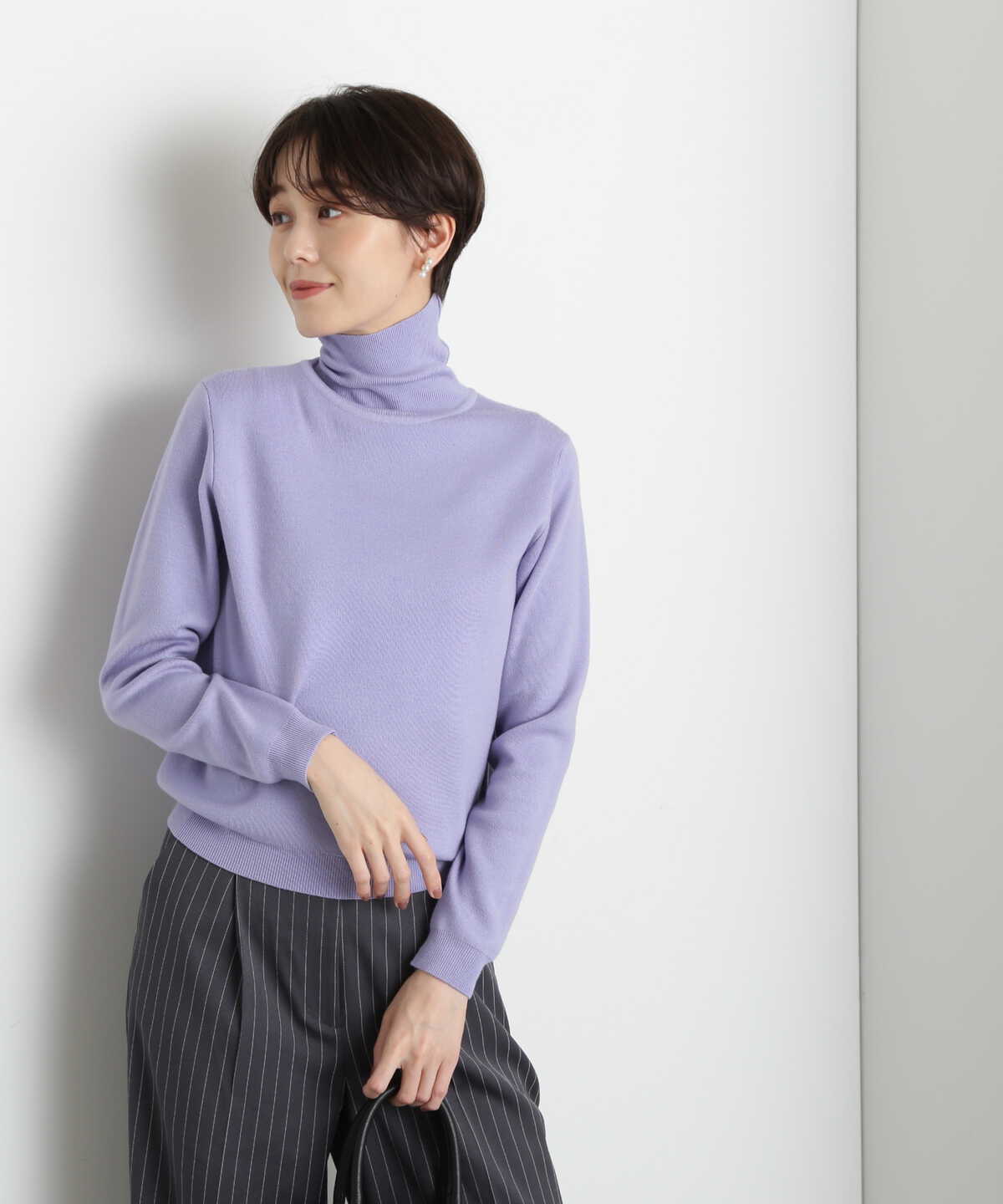 【松井愛莉さん着用】ウールベーシックスムースタートルネックニット