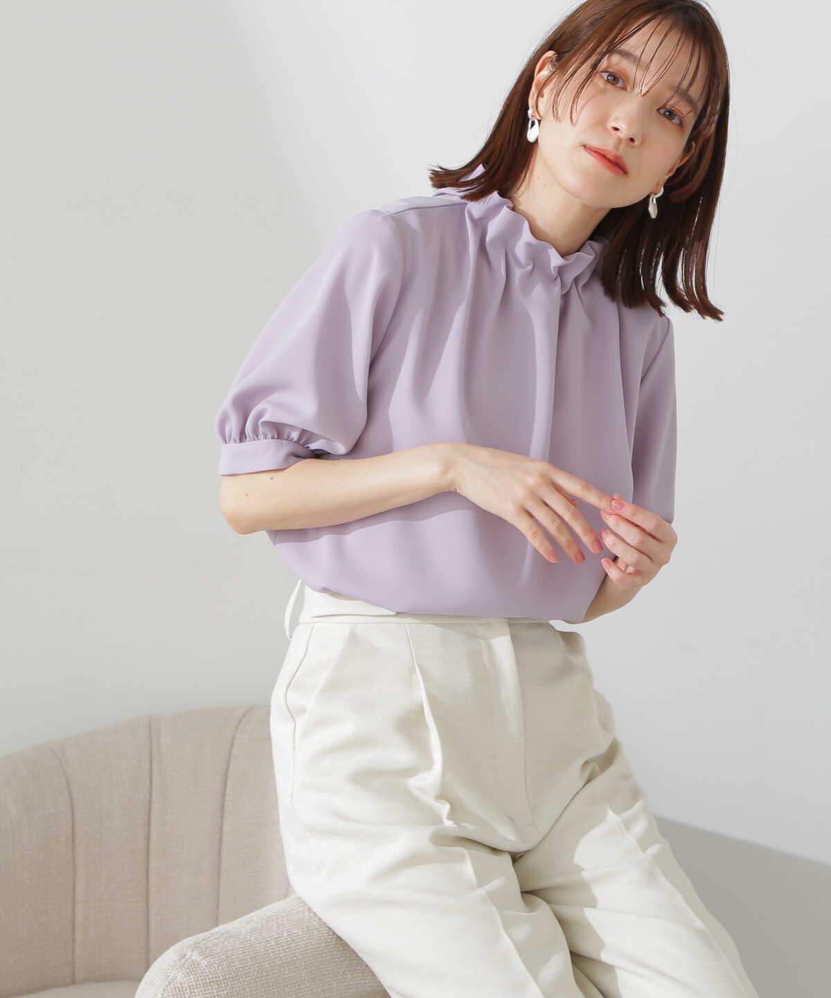 ペーパーバック5分袖ブラウス《WEB限定カラー：ピンク》 | N. Natural 