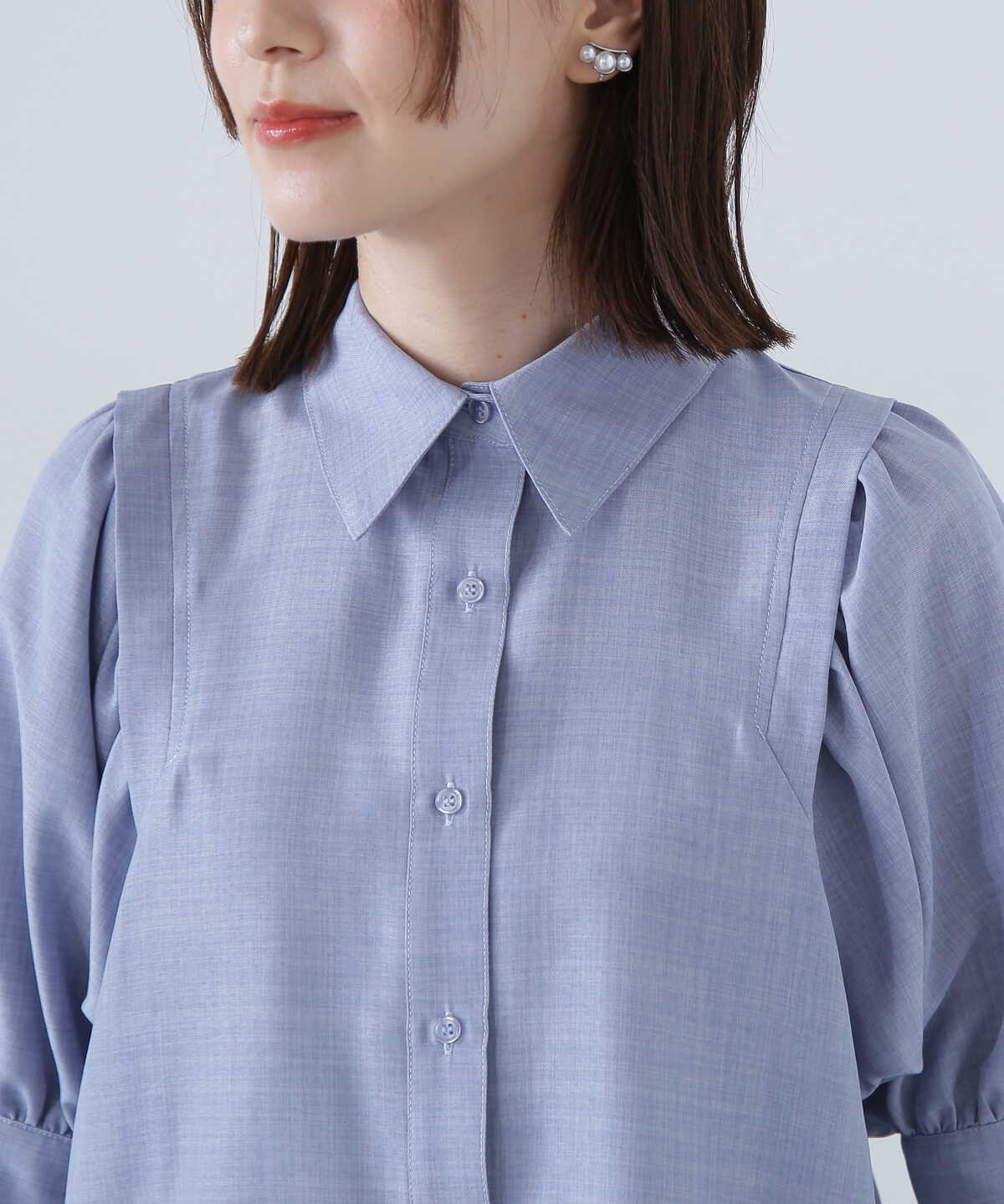 田中芽衣さん着用】ポプリンボリュームスリーブブラウス《WEB限定商品 