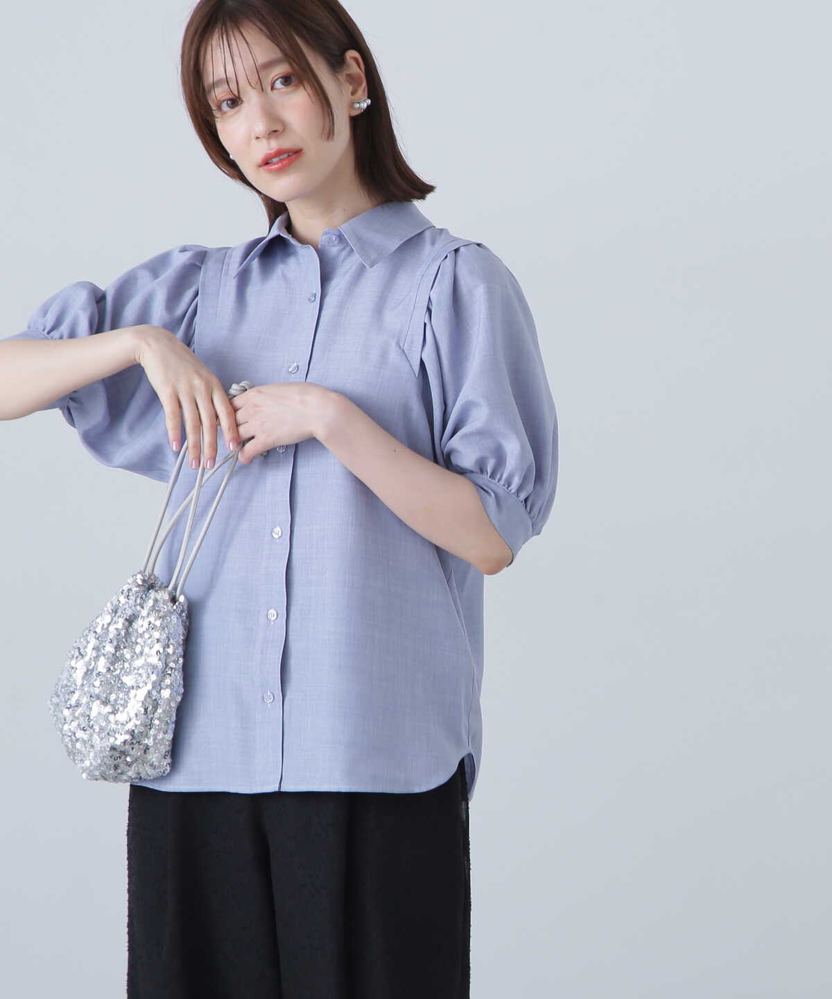 田中芽衣さん着用】ポプリンボリュームスリーブブラウス《WEB限定商品 