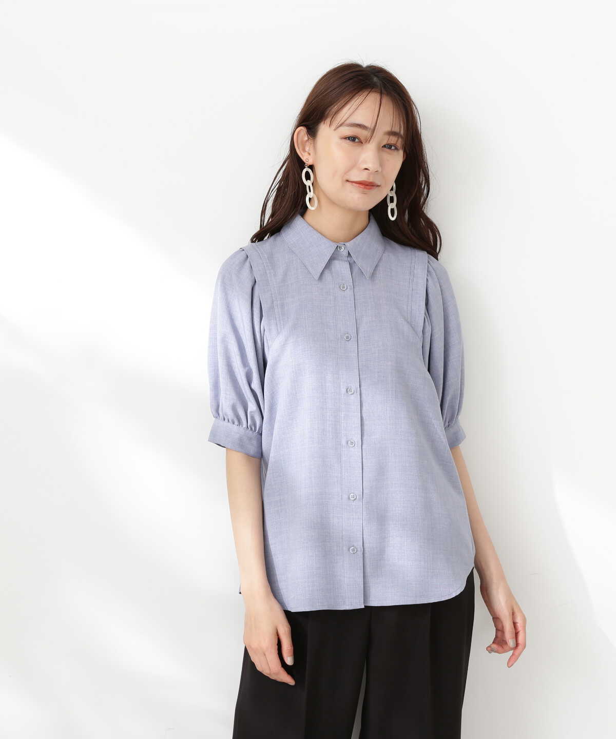 田中芽衣さん着用】ポプリンボリュームスリーブブラウス《WEB限定商品 