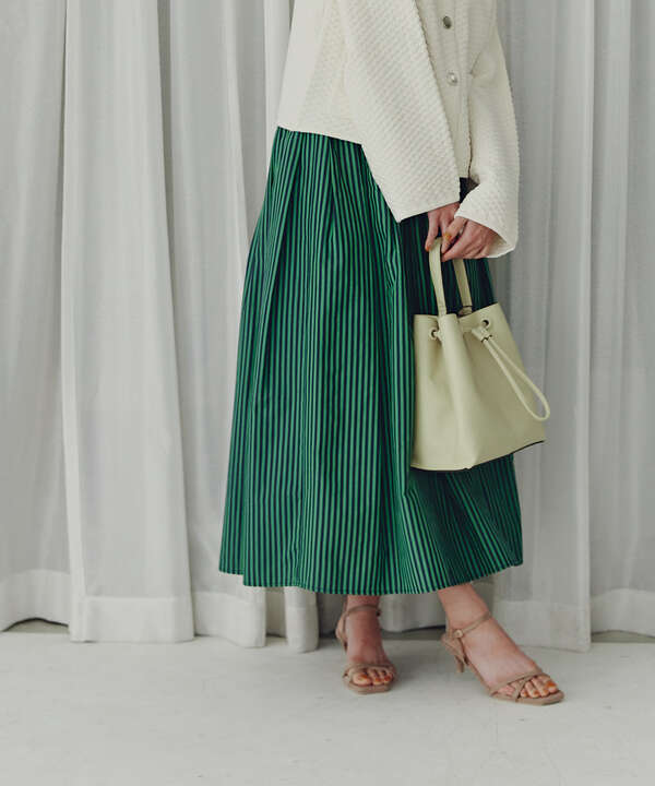 ストライプギャザーフレアスカート（1664120203） | N. Natural Beauty  