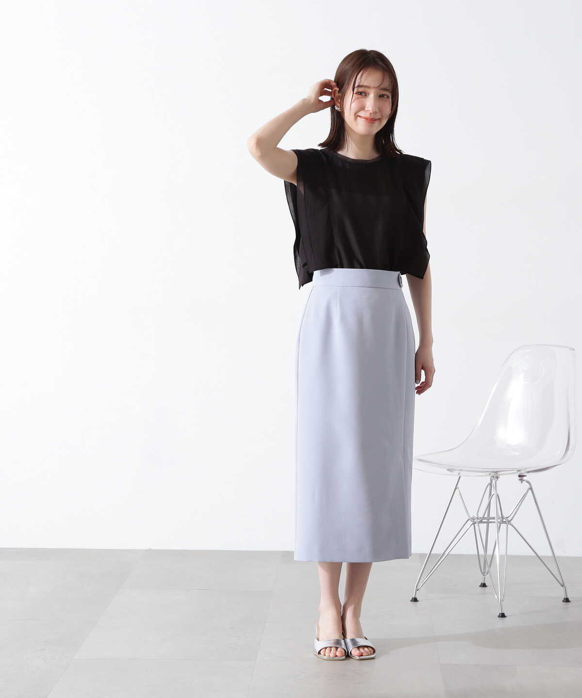 ジャケット Nodressグレー ダブルブレストジャケット ミニスカート付き