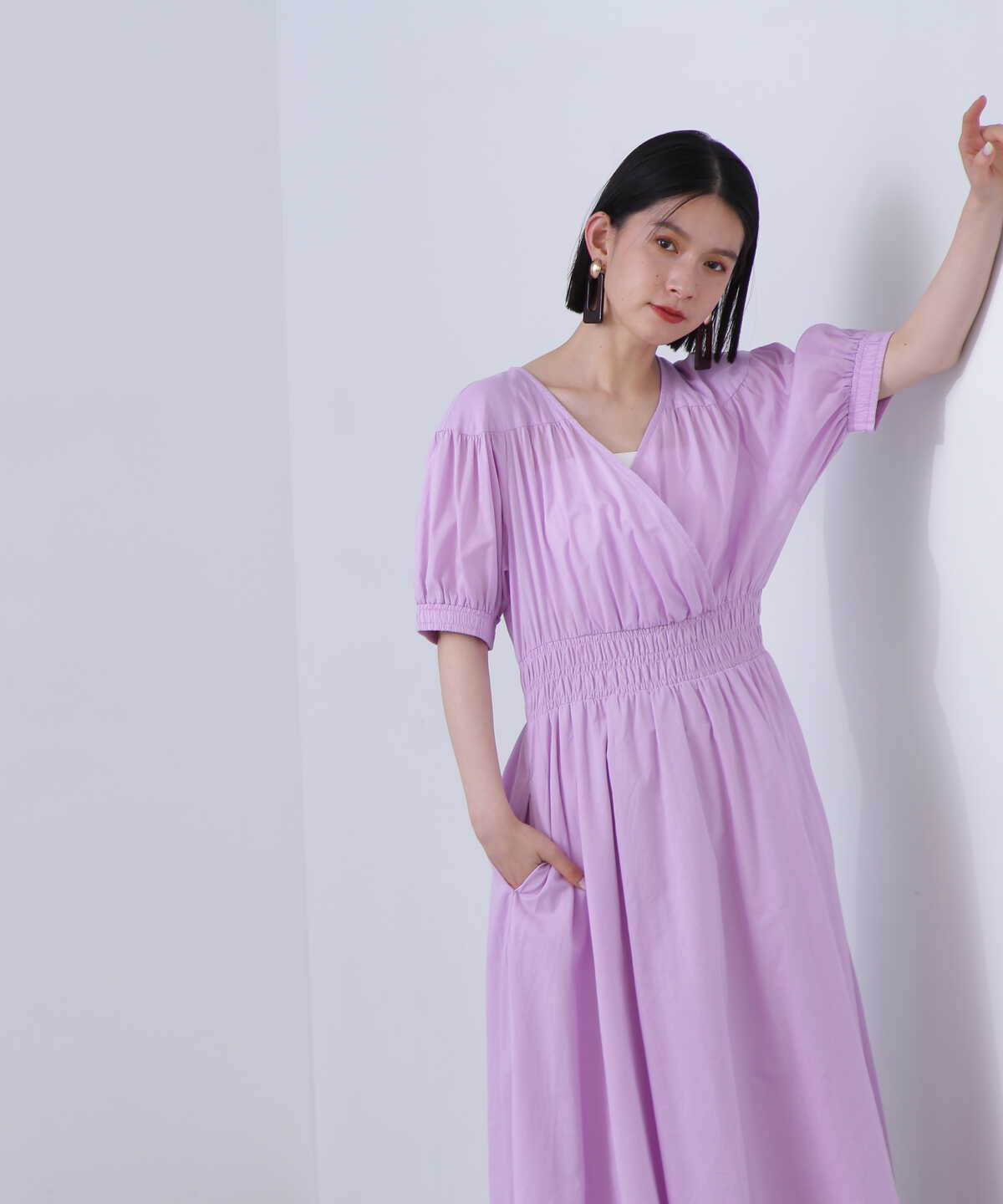 Theory SMOCKED SL DRESS シャーリングカシュクールワンピ Theory SMOCKED SL DRESS シャーリングカシュクールワンピ