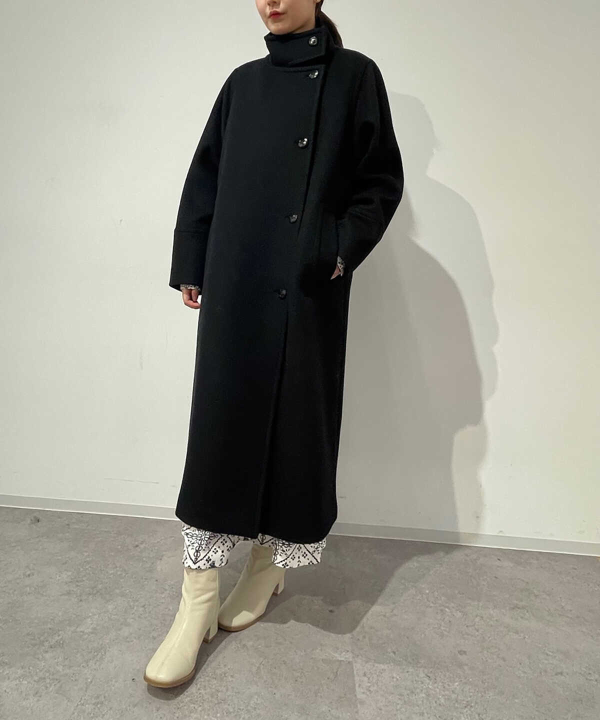 【稲垣莉生さん着用】【松井愛莉さん着用】パイルメルトンスタンドカラーロングコート《S Size Line》