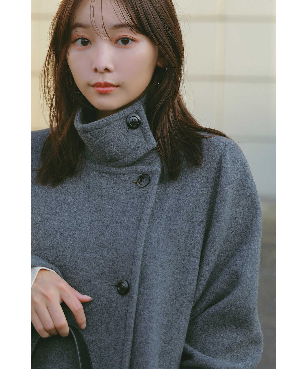 【稲垣莉生さん着用】【松井愛莉さん着用】パイルメルトンスタンドカラーロングコート《S Size Line》