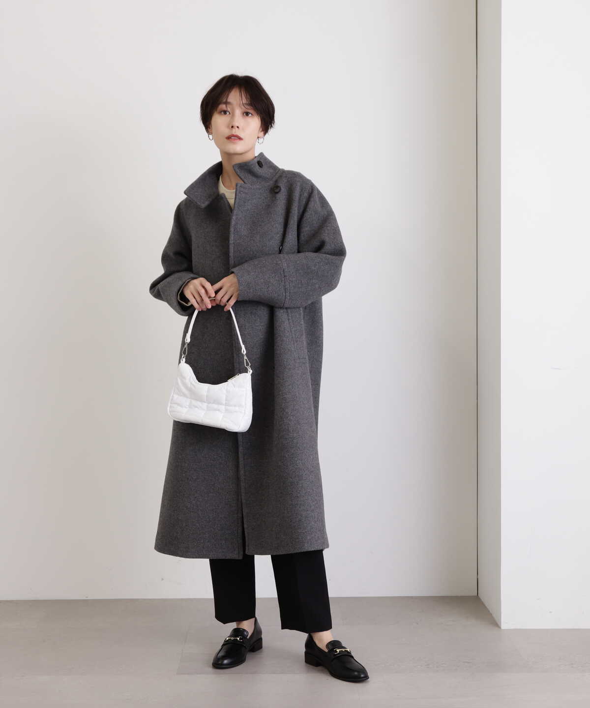 【稲垣莉生さん着用】【松井愛莉さん着用】パイルメルトンスタンドカラーロングコート《S Size Line》
