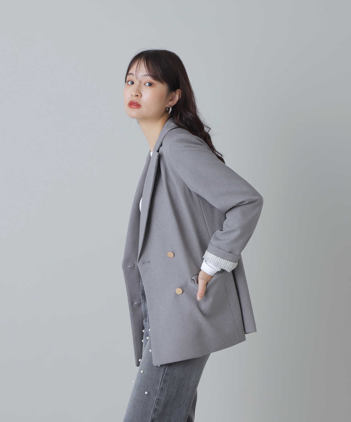 新野尾七奈さん着用】ダブルブレストテーラードジャケット《S Size 
