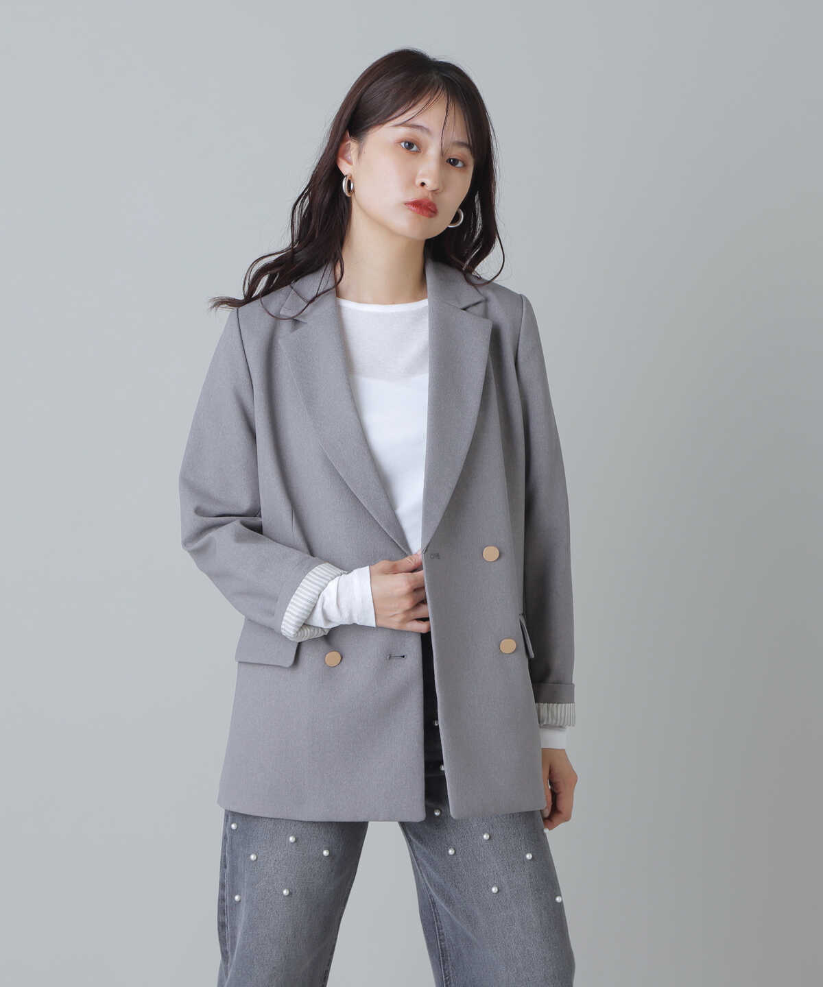 新野尾七奈さん着用】ダブルブレストテーラードジャケット《S 