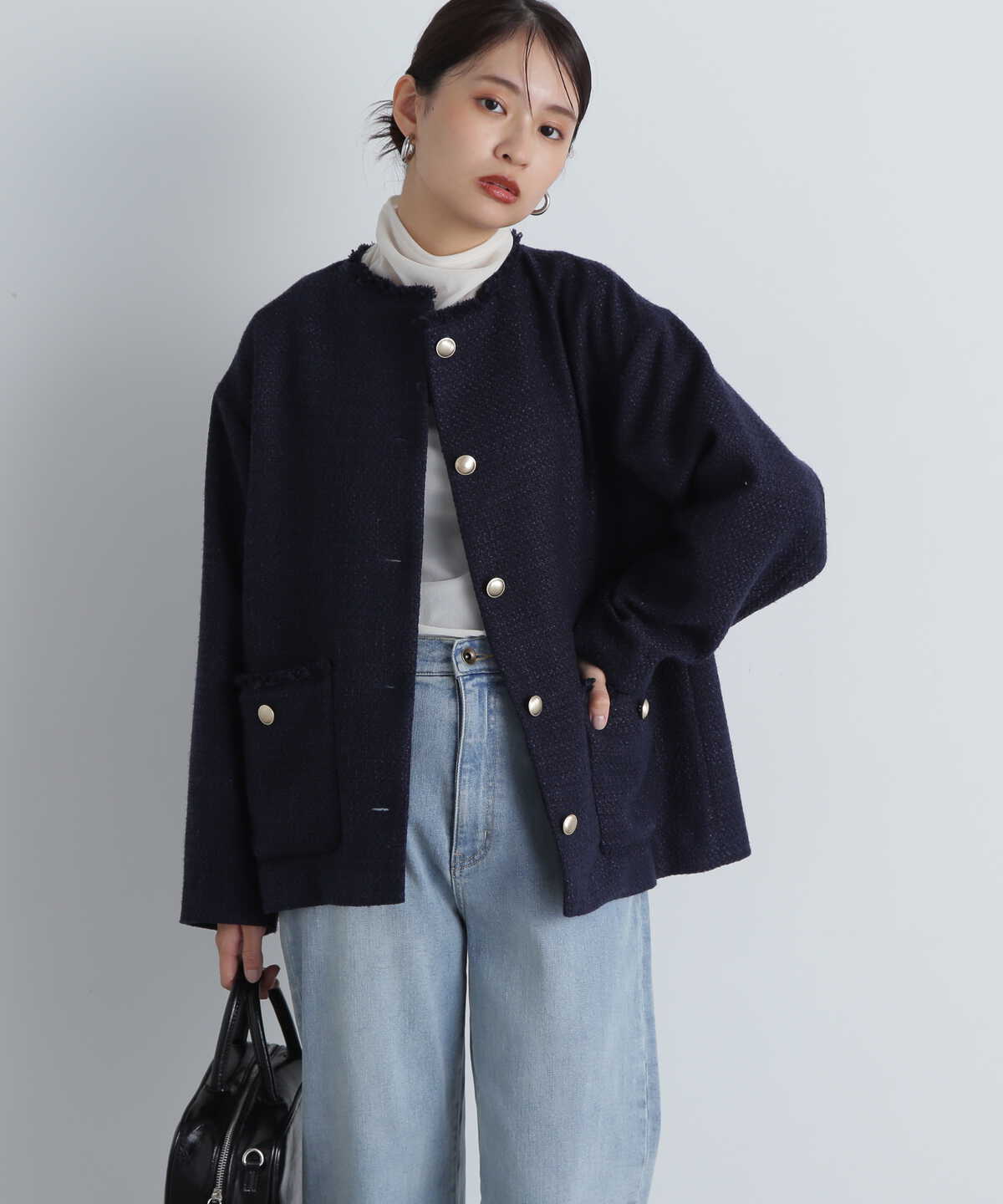 ノーカラーツイードブルゾン《WEB限定商品》《S Size Line》 | N 