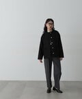 【Mikakoさん着用】【追加生産予約10月下旬-11月上旬入荷予定：ブラック】ゴールドボタンツイードブルゾン《S Size Line》