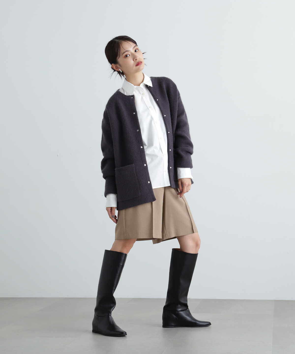 美品】フォックス混接結ニットコート｜レディース