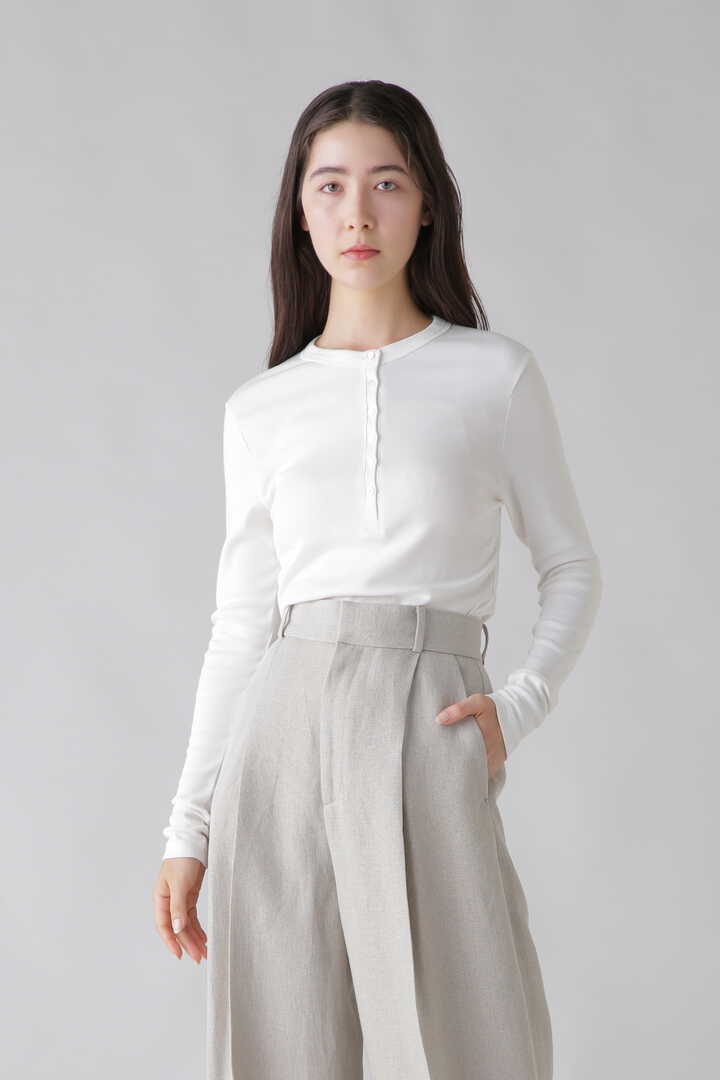 BLURHMS ROOTSTOCK / SILK COTTON 20/80 RIB HENLEY-NECK L/S9