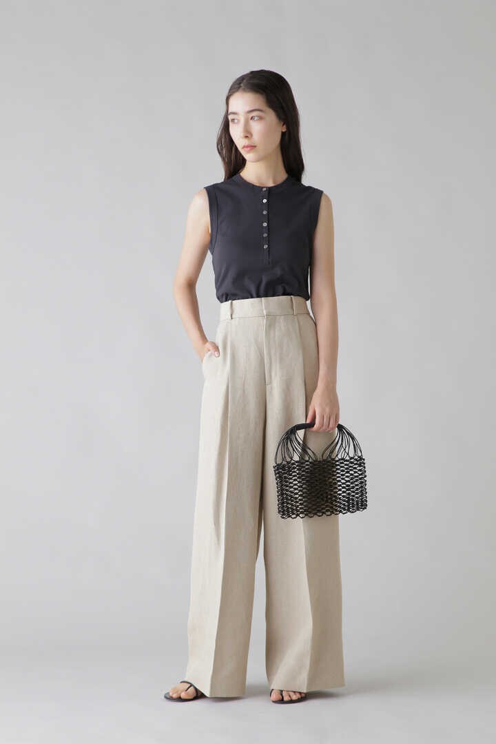 ATON / LINEN OXFORD TUCKED WIDE PANTS12