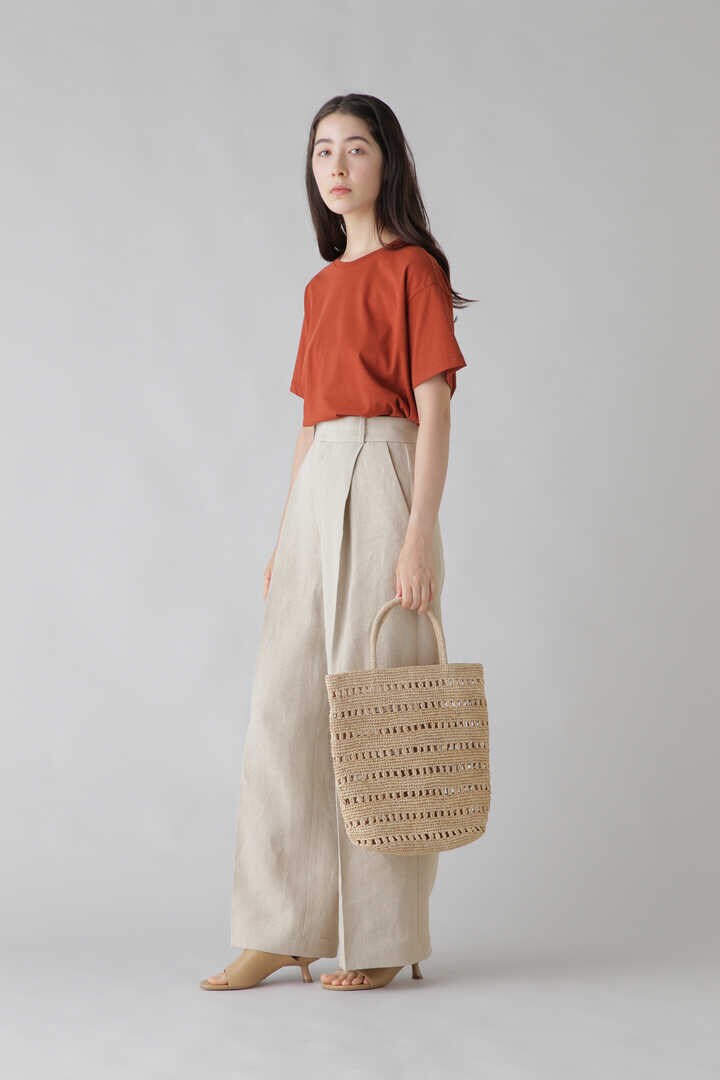 ATON / LINEN OXFORD TUCKED WIDE PANTS4