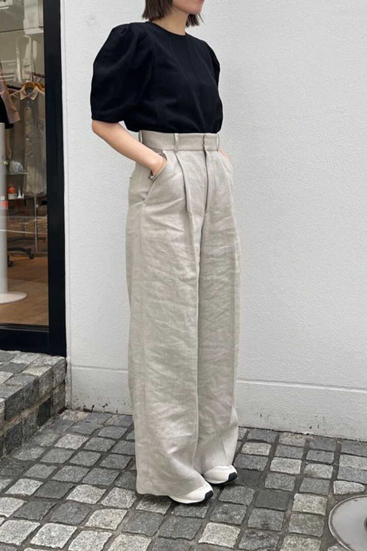 ATON / LINEN OXFORD TUCKED WIDE PANTS | トラウザーズ | THE LIBRARY