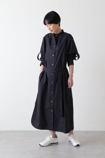 STUDIO NICHOLSON / LIGHT COTTON POPLIN RAGLAN SHIRT DRESS WITH EPAULET_120