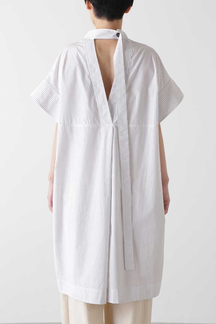 STUDIO NICHOLSON / FINE STRIPE COTTON OPEN BACK SHORT DRESS6