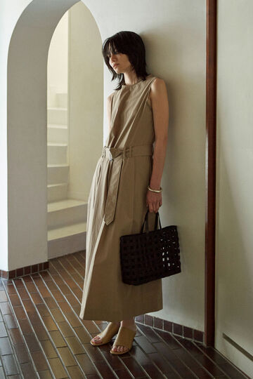 STUDIO NICHOLSON / POWDER COTTON SLEEVELESS BELTED WIDE LEG JUMPSUIT_040
