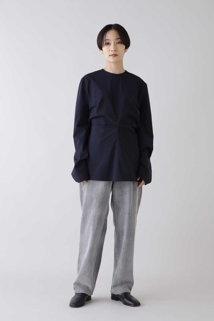 STUDIO NICHOLSON / CREPE BK VISC SATIN LONG SLEEVE DRAPE TOP2