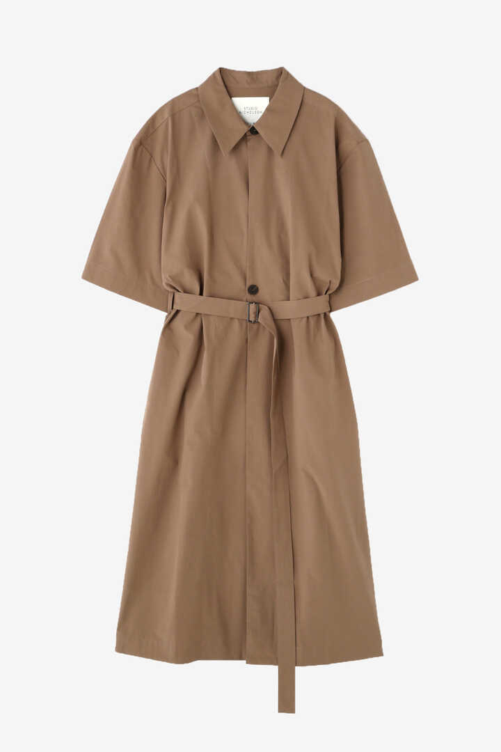 STUDIO NICHOLSON / POWDER COTTON SHORT SLEEVE WRAP OVER SHIRT DRESS14