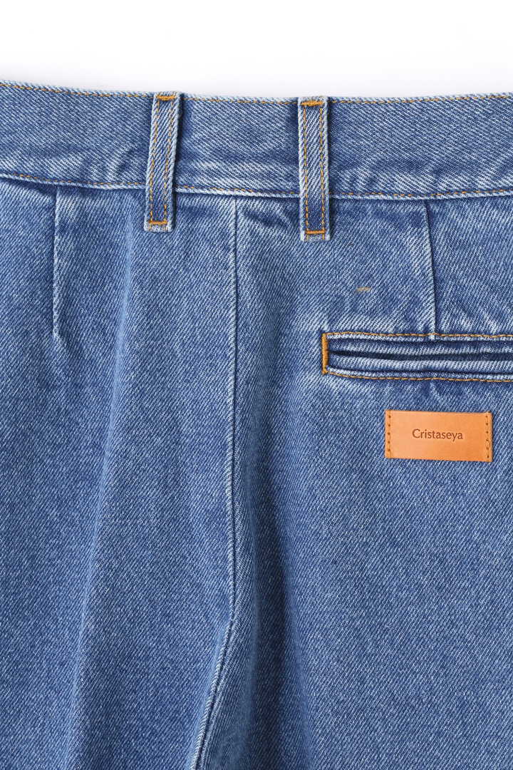 Cristaseya / BLEACHED DENIM PLEATED TROUSERS15