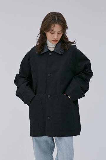 Cristaseya / OVERSIZED WATER REPELLENT BLOUSON WITH LEATHER PATCH_010