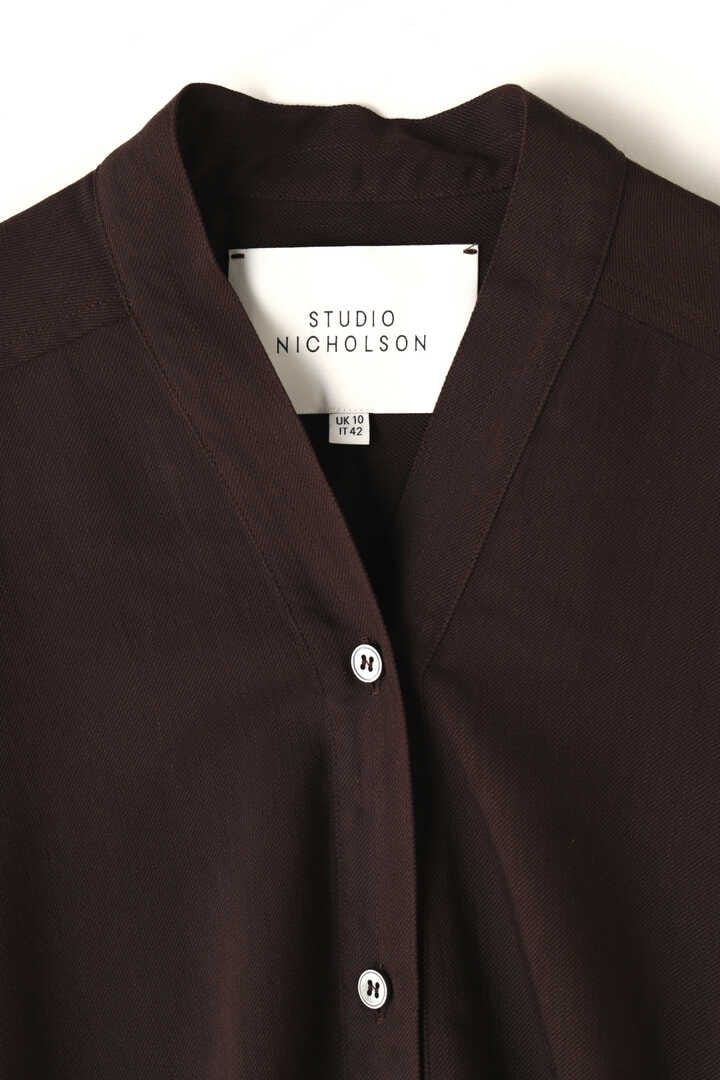 STUDIO NICHOLSON / VISCOSE LINEN TWILL COLLARLESS SHIRT9