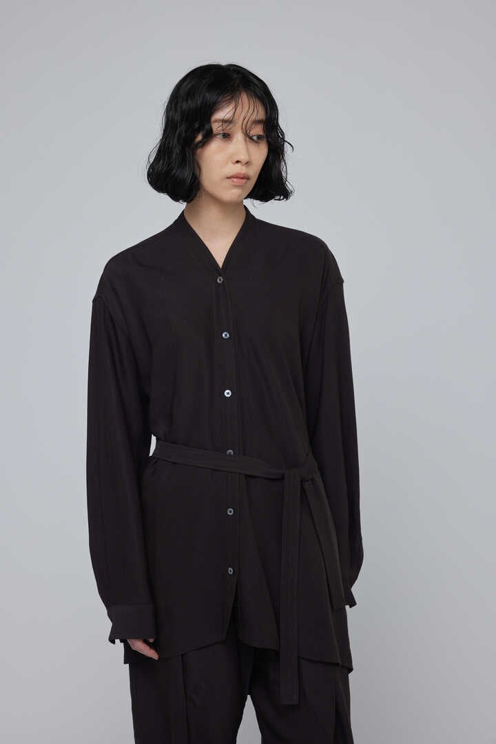 STUDIO NICHOLSON / VISCOSE LINEN TWILL COLLARLESS SHIRT1