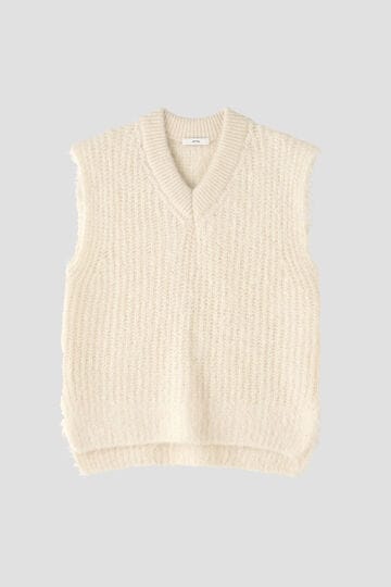 ATON / ALPACA FUR V-NECK VEST_030