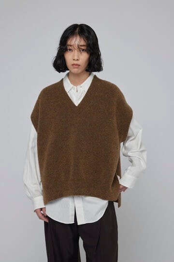 STUDIO NICHOLSON / HIGH LOFT WOOL 5GG V NECK VEST_050